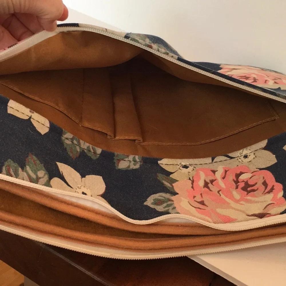 Canvaslife Washed Denim Floral 15.5” Canvas Laptop Sleeve/Case W/ 2 Pockets